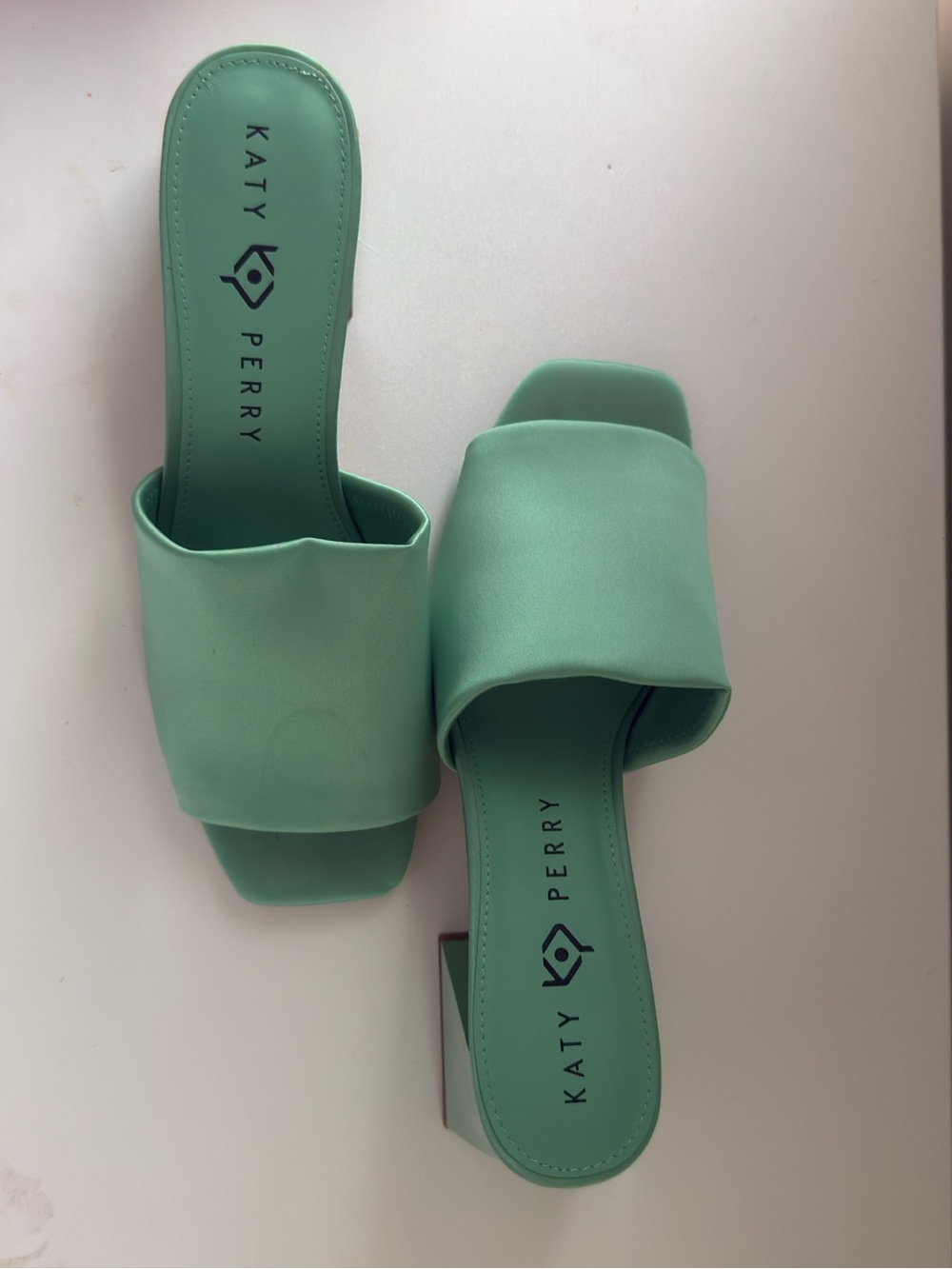 Katy Perry Collections Pastel Mint Geometric Block Heel Mules - Picture 2 of 4
